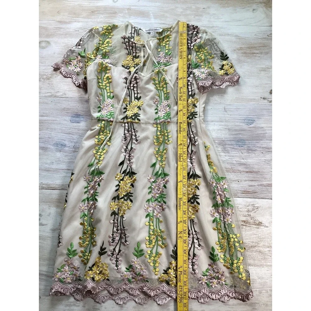 Cupcakes‎ And Cashmere Gram Lace And Embroidered Floral Dress Women's Size 6 - Picture 4 of 6